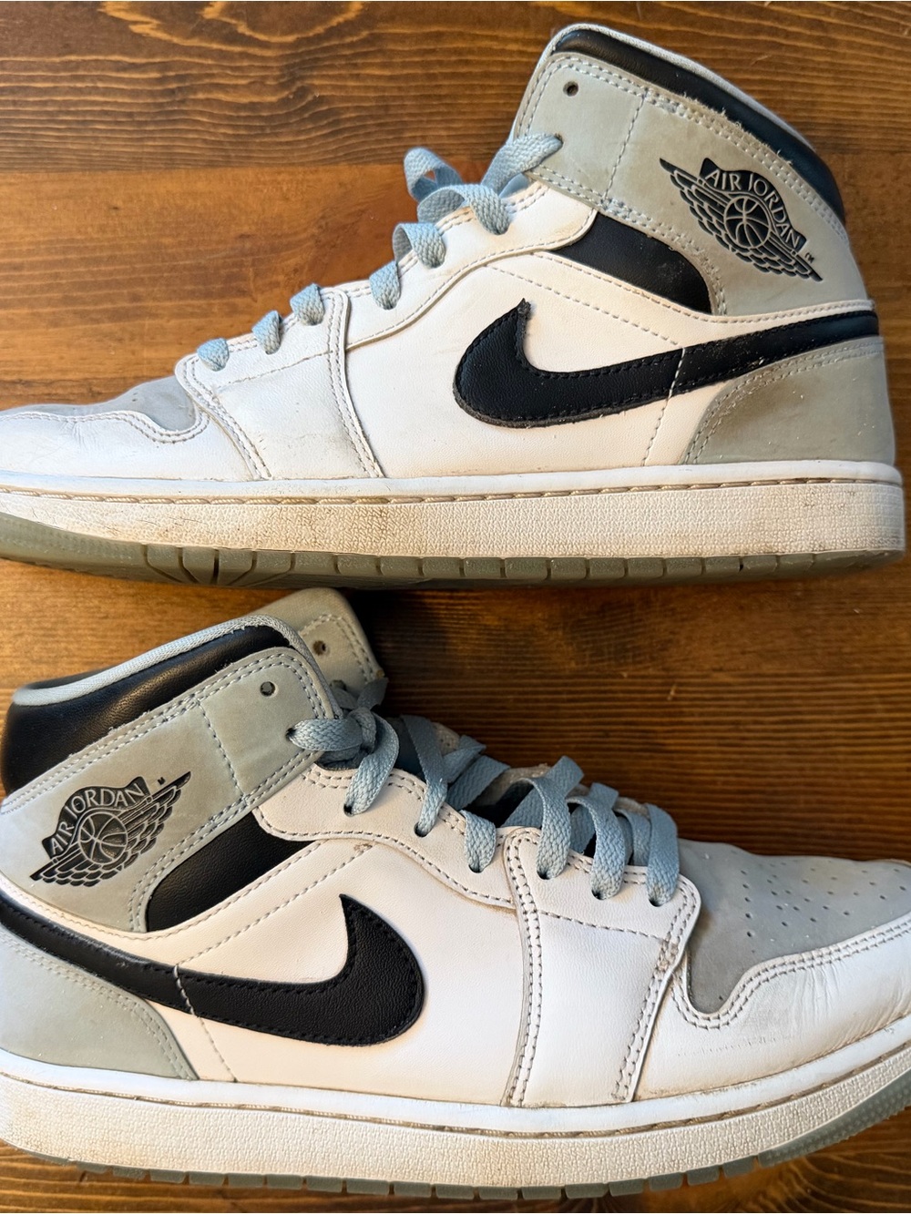 Jordan Men’s High-Top Sneakers in White, Black & Light Gray